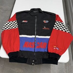 Vintage NASCAR Winston Cup Series Racing Jacket XXL Black Red Blue Colorblock